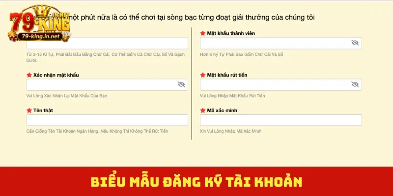 Biểu mẫu đăng ký tài khoản